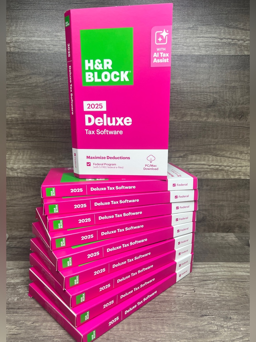H&R Block Tax Software Deluxe 2025 PC/Mac NO STATE - Key Card -LOT of 10 NEW